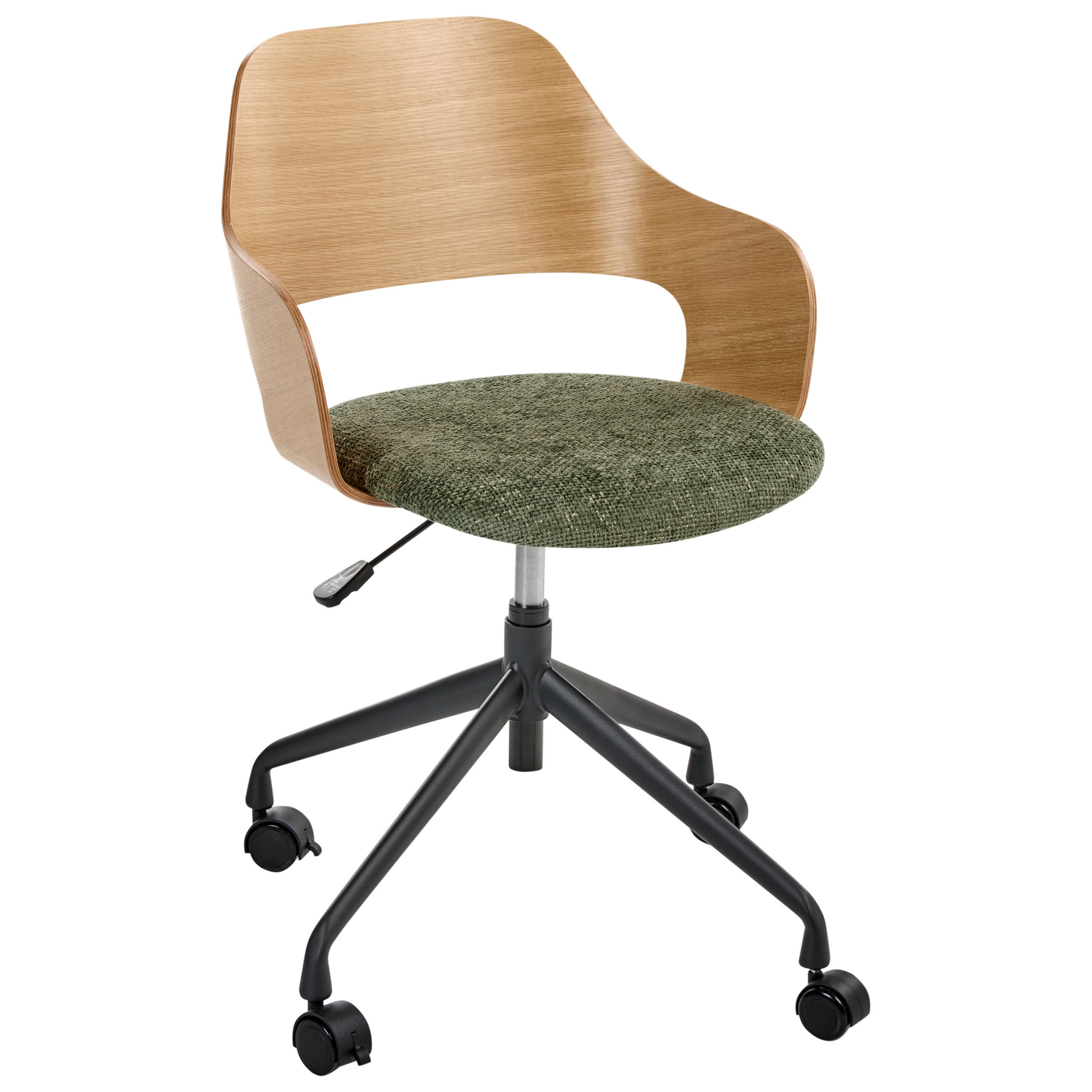 SCHREIBTISCHSTUHL Kunstleinen Grün Novato - Braun, Textil (45/76/45cm) - Beliani