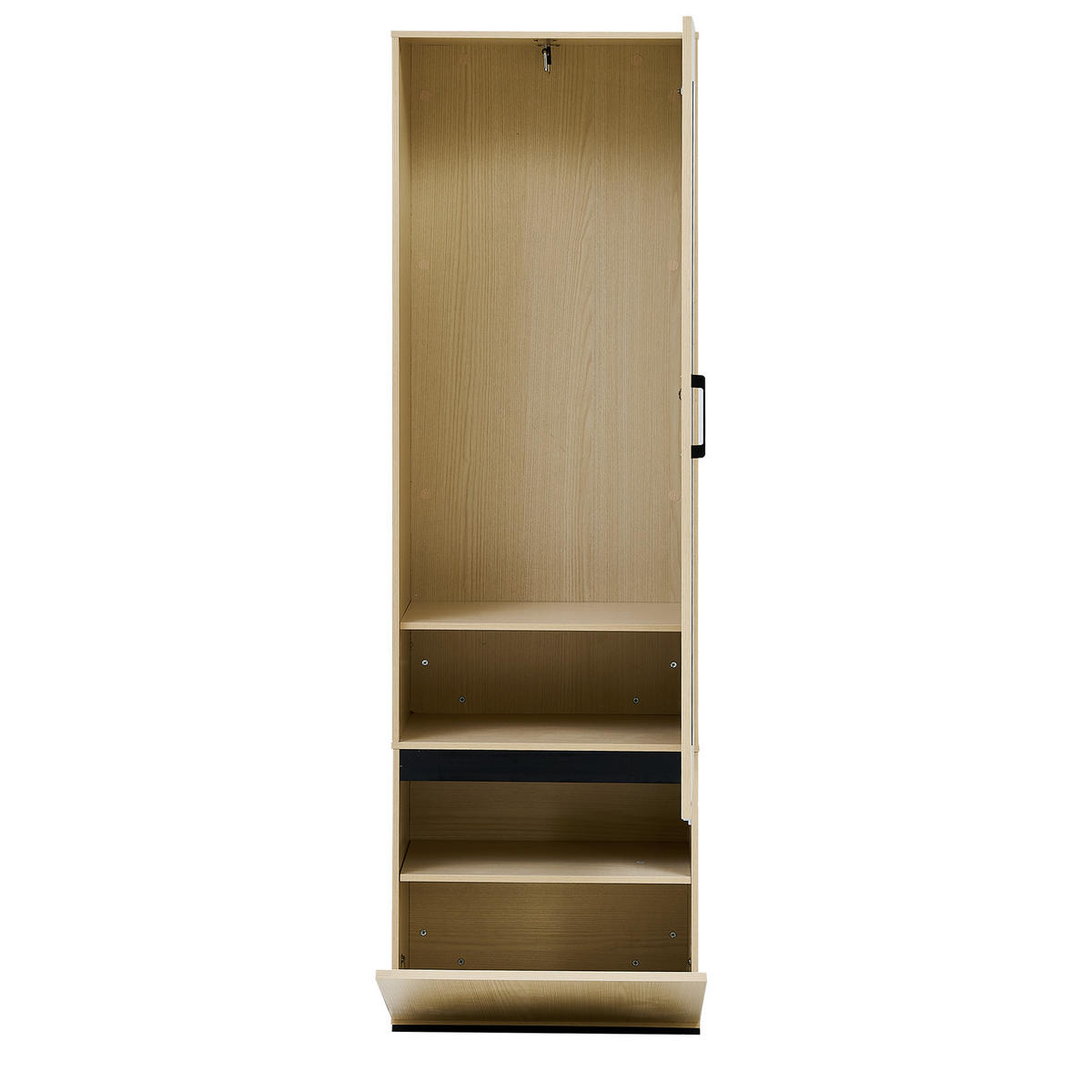 GARDEROBE Schmal mit Spiegel und ausziehbarer Kleiderstange - Ahornfarben, Holzwerkstoff (34.5/179.5/54cm) - Korfee