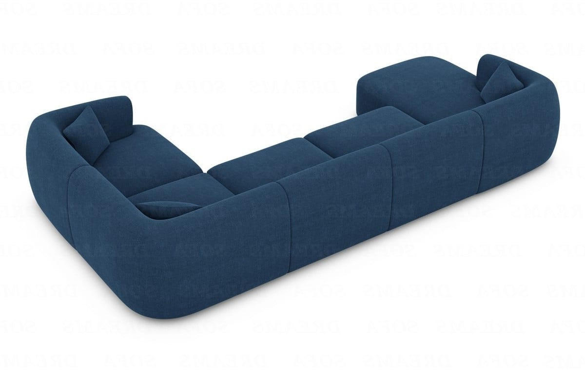 WOHNLANDSCHAFT Azura Blau Strukturstoff - Blau, Kunststoff (325/78/177cm)
