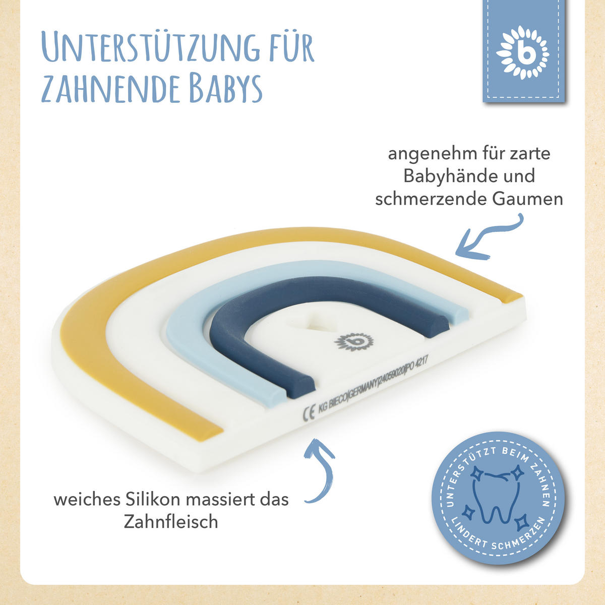 BEISSRING Silikon Tor - ab Geburt - Multicolor, Kunststoff (7/10cm) - Bieco Spielwaren