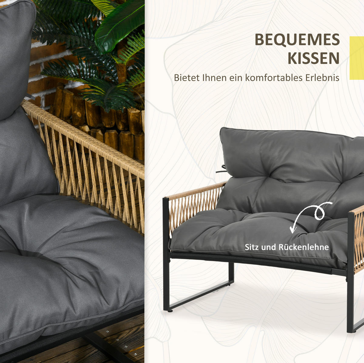 LOUNGEGARNITUR 106/72/70 cm Dunkelgrau aus Polyester 4er Set - Dunkelgrau, Holzwerkstoff - OKMYHOME