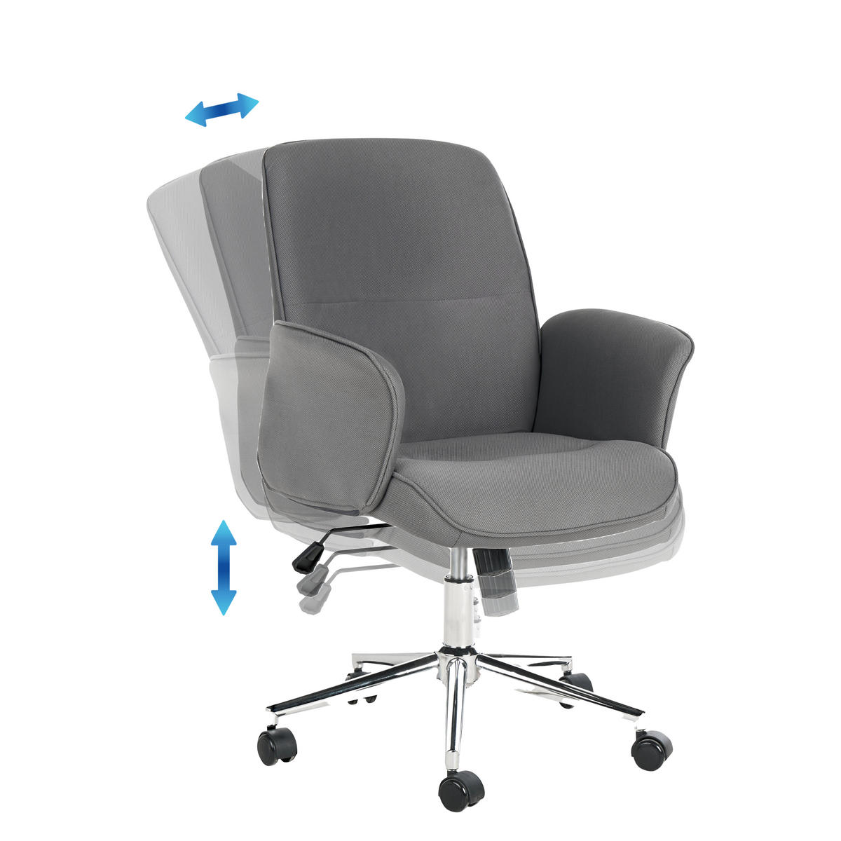 BÜROSTUHL Polyester Grau Ravishing - Grau, Kunststoff/Textil (67/93/53cm) - Beliani