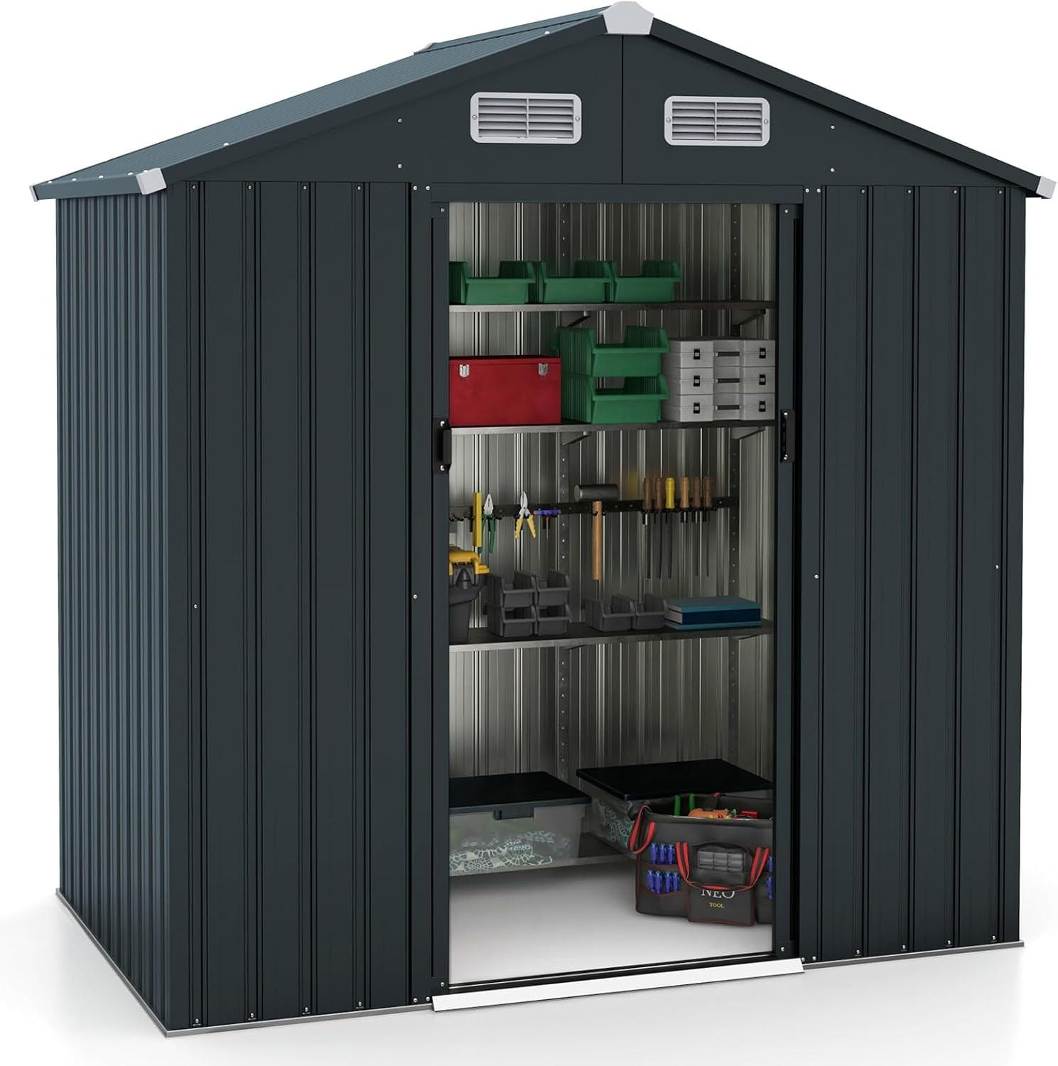 Costway Gartenhaus Schwarz 182x197x129 cm