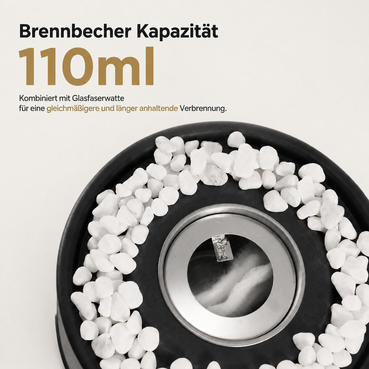 TISCHKAMIN Hylvar 16/14/26.9 cm - Schwarz, Glas/Metall (14/26.9/16cm) - ZMH