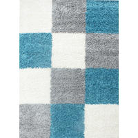TEPPICH Hochflor Karo Polypropylen Wohnzimmer Shaggy Türkis Rechteckig 120x170 - Türkis, Textil (120/170cm) - KADIMA DESIGN