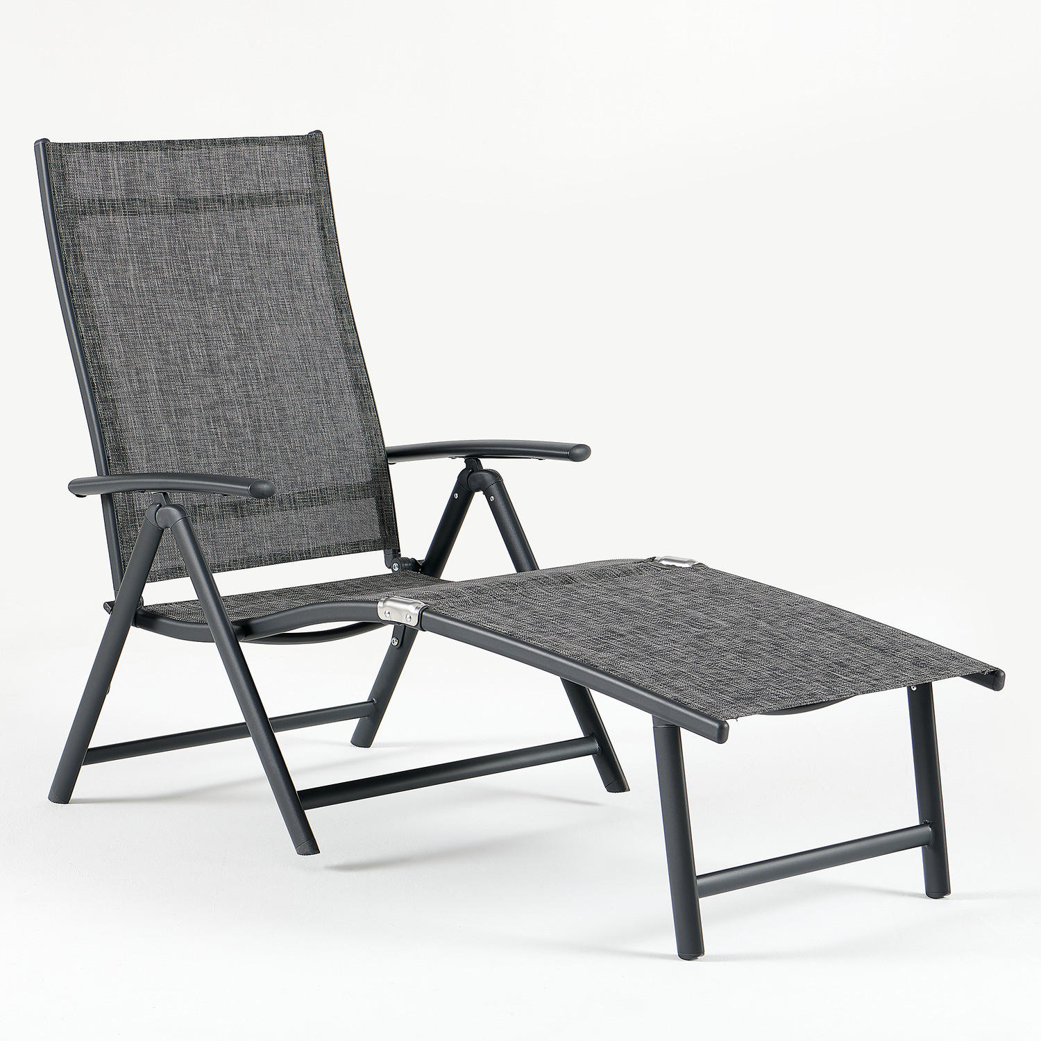 GARTENLIEGE - Aluminium / Textilene - Grau - Grau, Textil/Metall (61/94/180cm) - home24