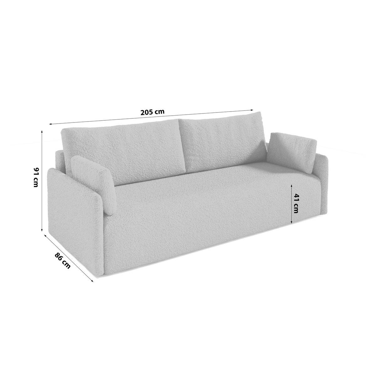 SOFA aus Bouclé-Stoff Femmo 4 Sitzer, Graphit - Graphitfarben, Textil (86/91/205cm) - Fedve
