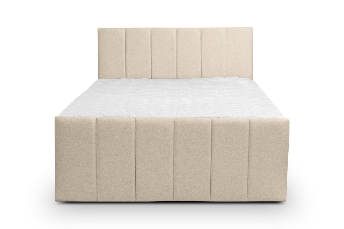BOXBETT CLAUDINE mit 2 Bettkästen, 160x200, Farbe: Beige, Velourstoff, mit Bonell-Matratze inkl. Topper - Beige, Holz/Kunststoff (160/200cm) - VENASI MÖBEL
