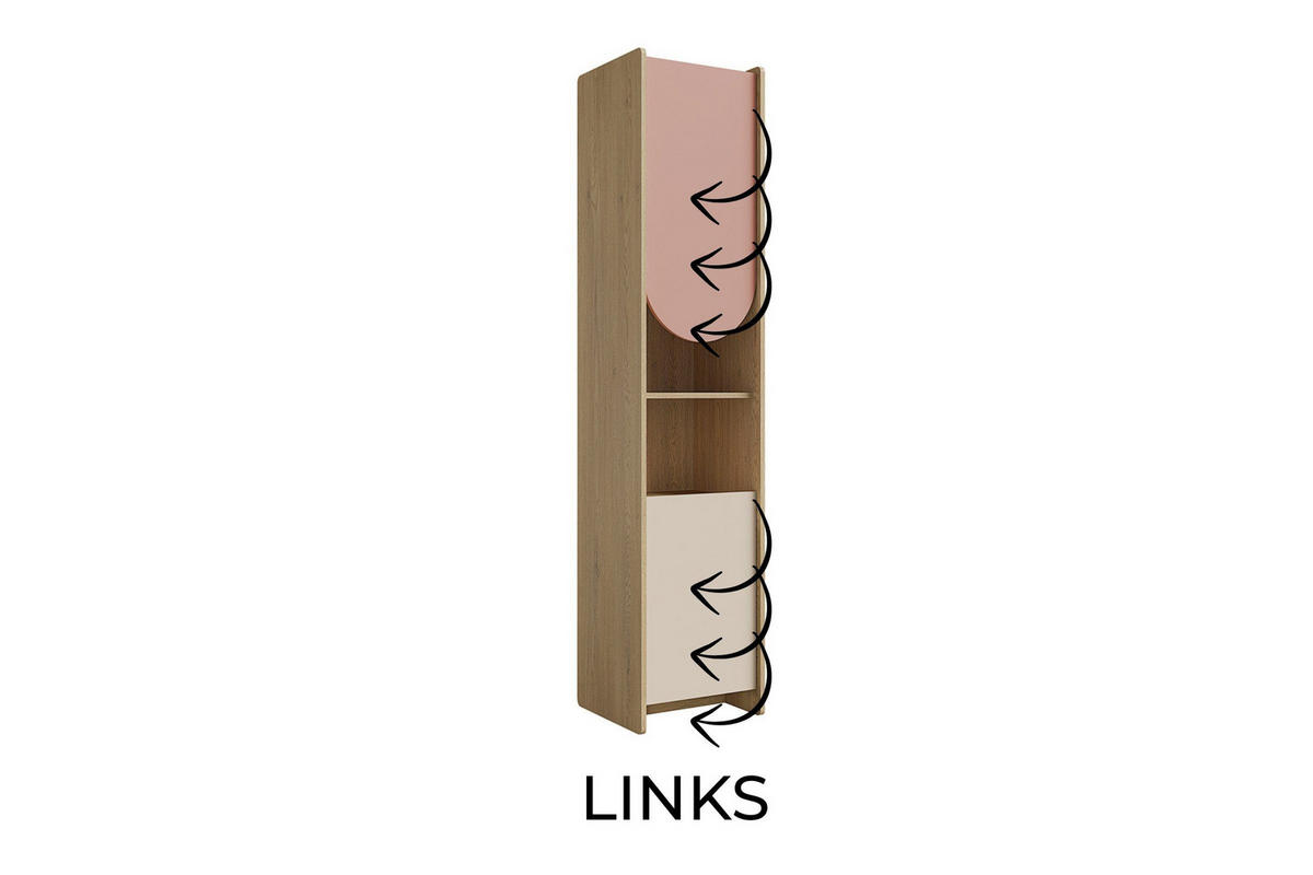KINDERREGAL LEXO 05 43/198/40 cm in Eiche Cremona/Macadamia/Puderrosa (links) - Eichefarben/Beige, Holzwerkstoff (43/198/40cm) - Deine Möbel 24