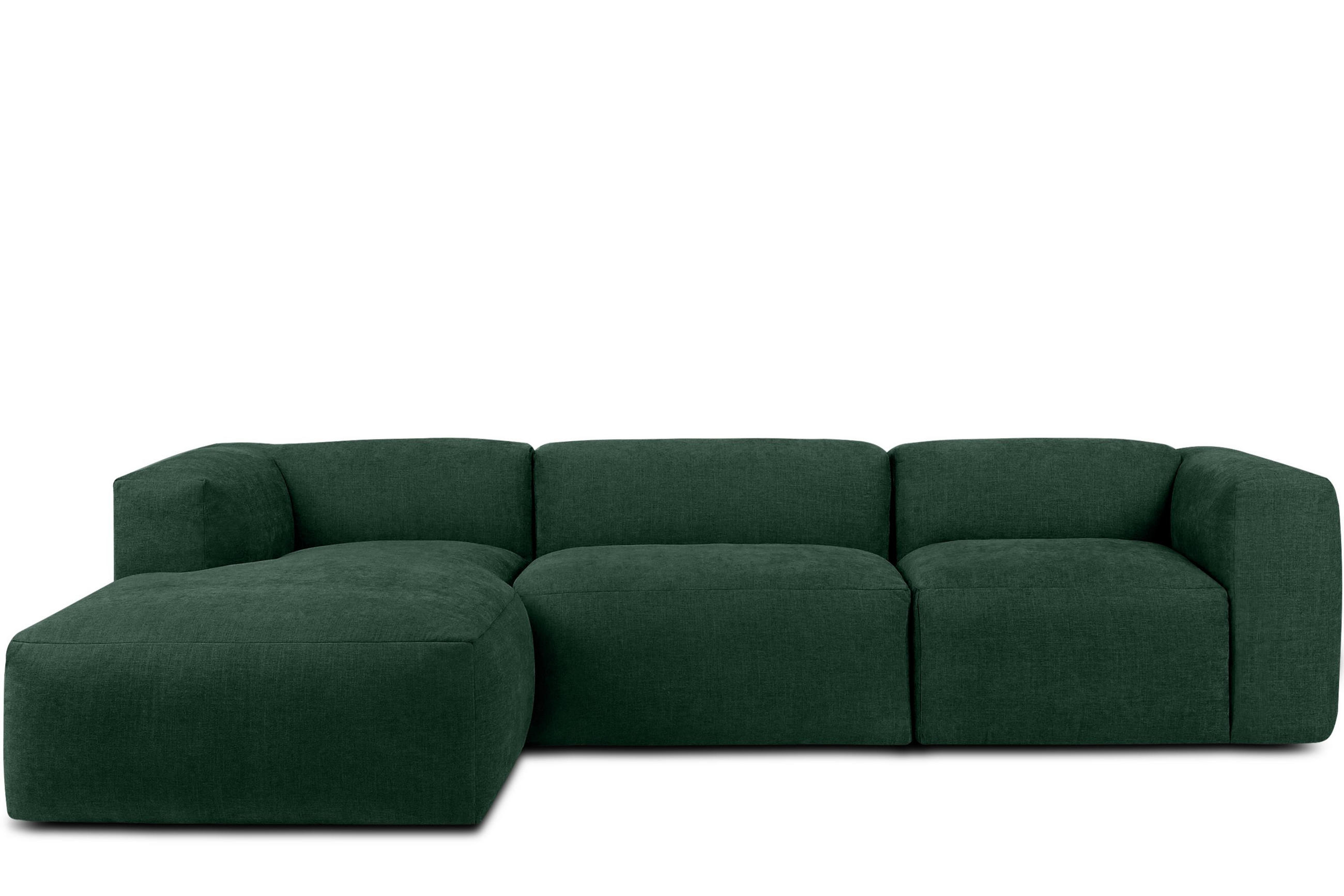 ECKMODULSOFA-LINKS BUFFO mit extrem weicher und bequemer Sitzfläche, Gewebestoff, maritim - Grün, Textil (297/180cm) - KONSIMO®