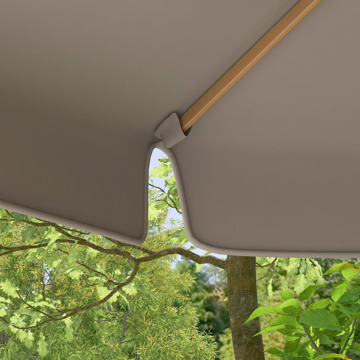 SONNENSCHIRM DE-11420 rund, Bambus, Ø 3 m Grau - Grau, Textil (325/325cm) - ComfortXL