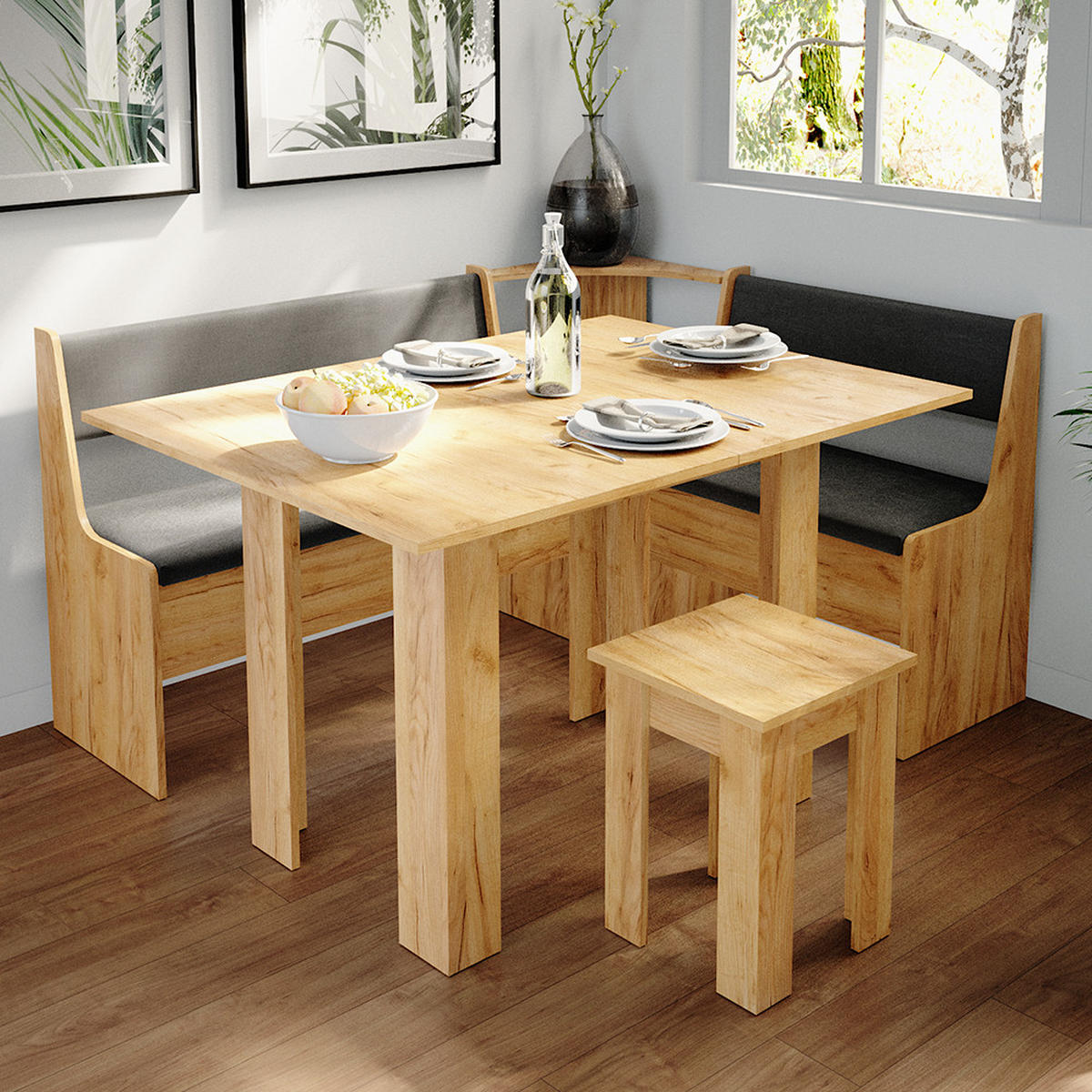 JÍDELNÍ STŮL SE ŽIDLÍ Roman Zlatý mocný dub - medově dubová, kompozitní dřevo (60/76.6/90cm) - Vicco