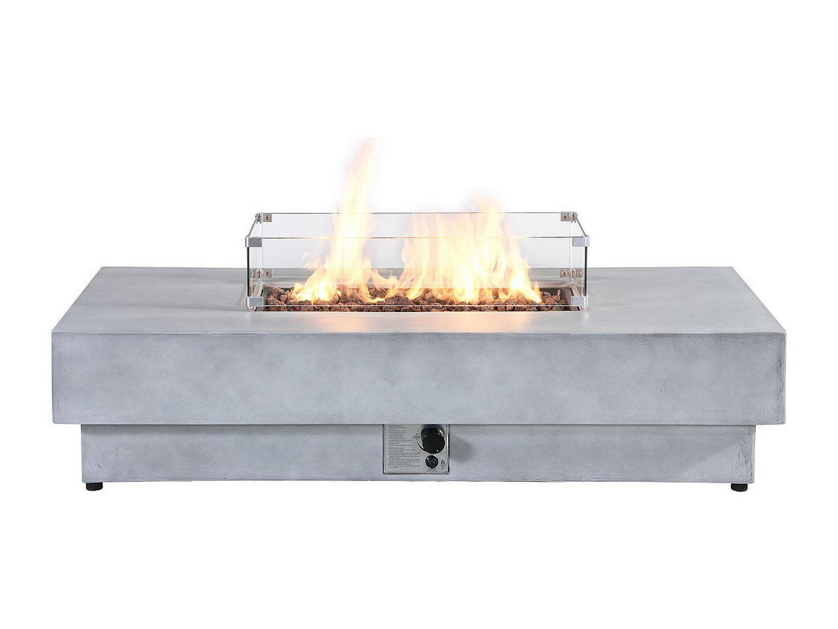 FEUERSCHALE - 152cm x 69.5cm - Kunststein - hellgrau - SEROZA - Hellgrau, Stein (152/52.4/69.5cm) - Vente-Unique