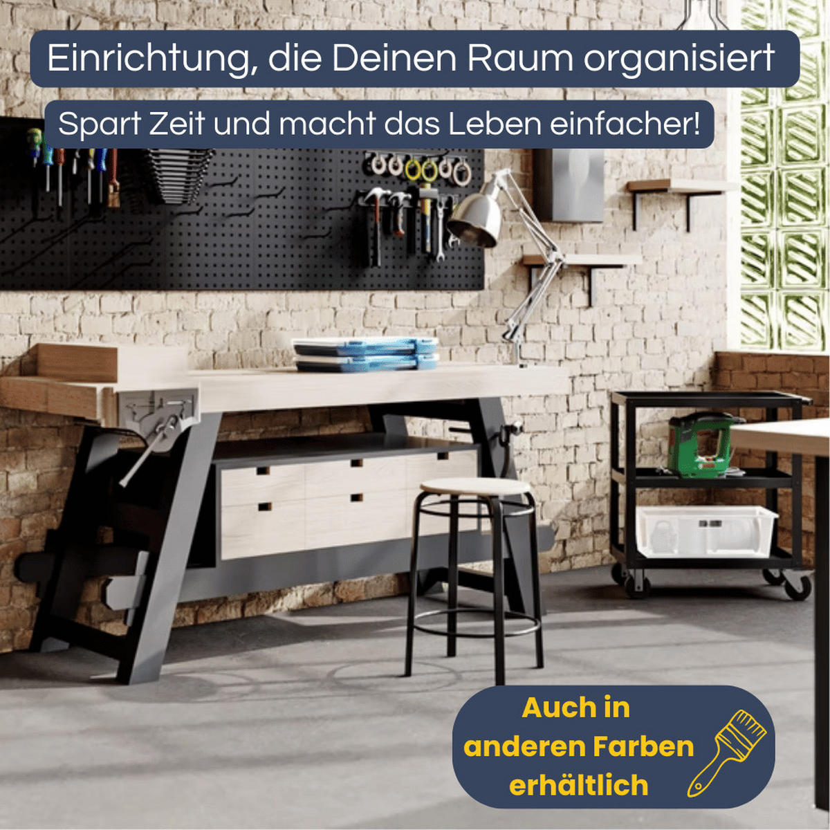 TISCHWAGEN mit Rollen Werkstattwagen AGUS 81,6x70x40cm Rot - Rot, Metall (70/81.6/40cm) - DELUKE