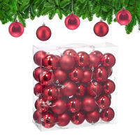 50XWEIHNACHTSKUGELN - Rot, Kunststoff (6/7/6cm) - Relaxdays