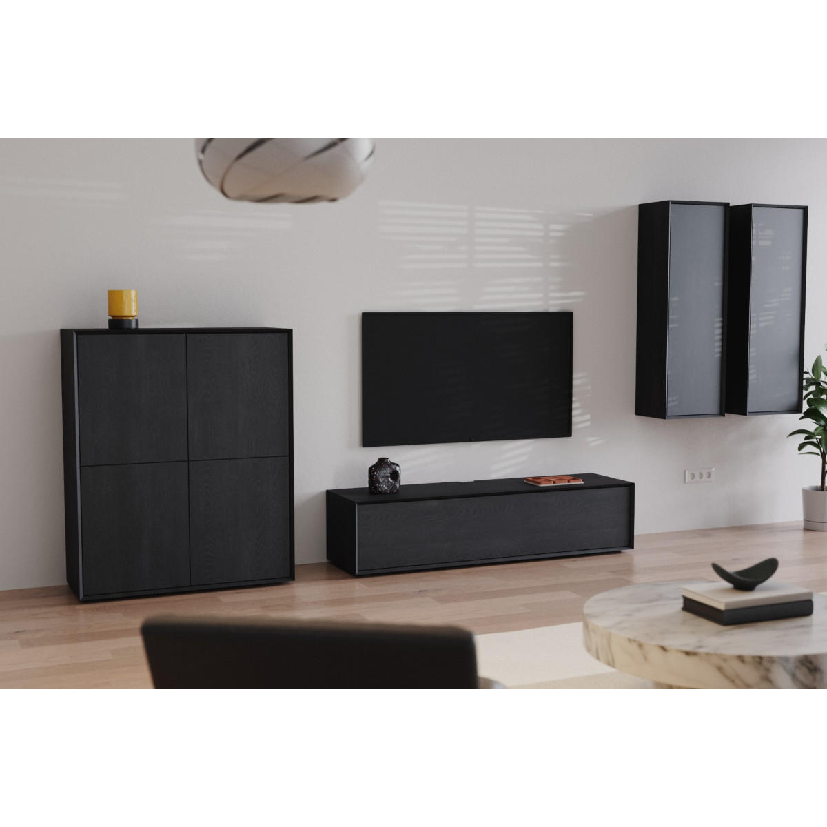 LOWBOARD mit 1 Klappe 43/160/36 cm - Eichefarben, Holzwerkstoff (43/36/160cm) - Calicosy