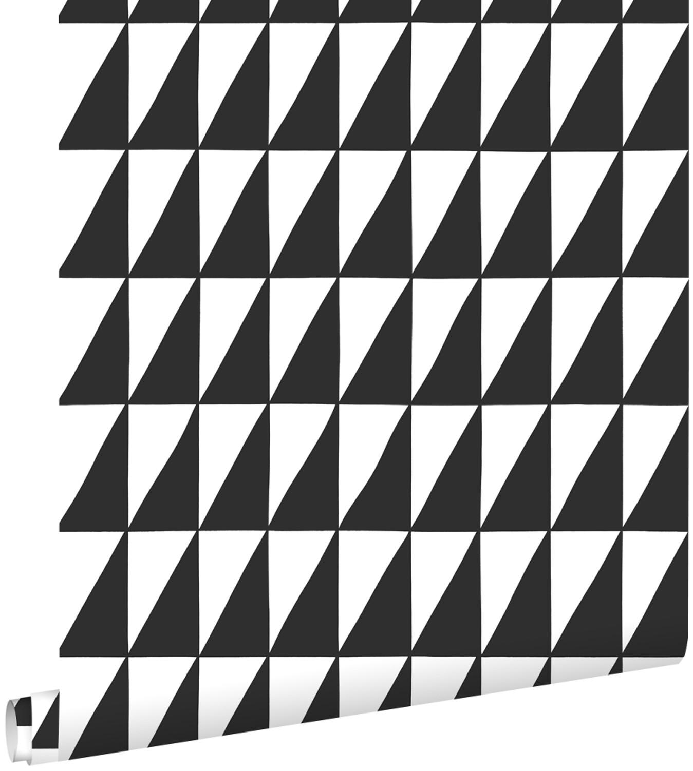 TAPETE grafische Dreiecke 53 cm x 10.05 m - Schwarz, Papier (53/0.1cm) - ESTAhome