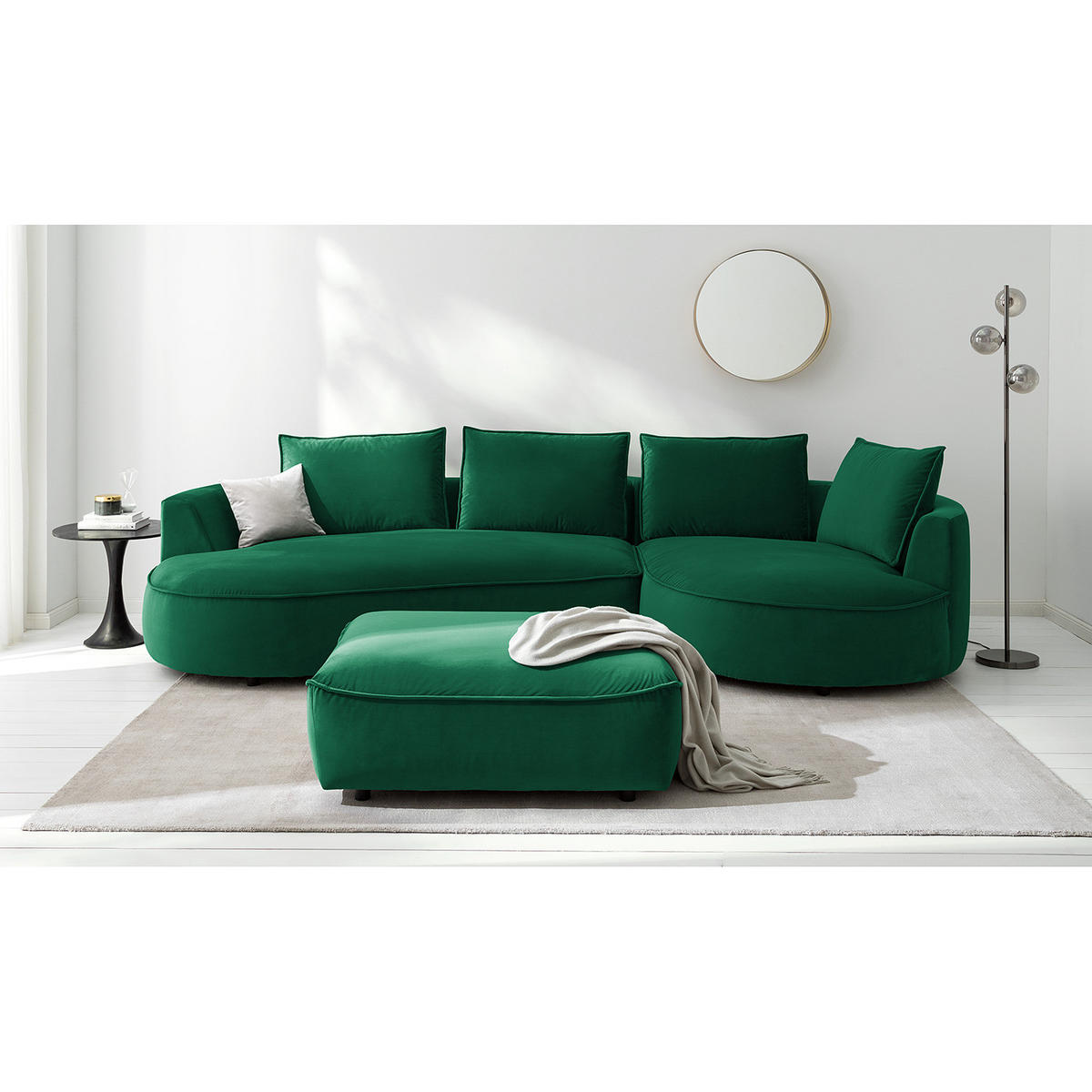 BIGSOFA - Dunkelgrün, Naturmaterialien/Kunststoff (322/82/154cm) - home24