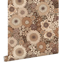 TAPETE Retro Blumen 50 x 900 cm - Braun, Papier (50/900cm) - ESTAhome