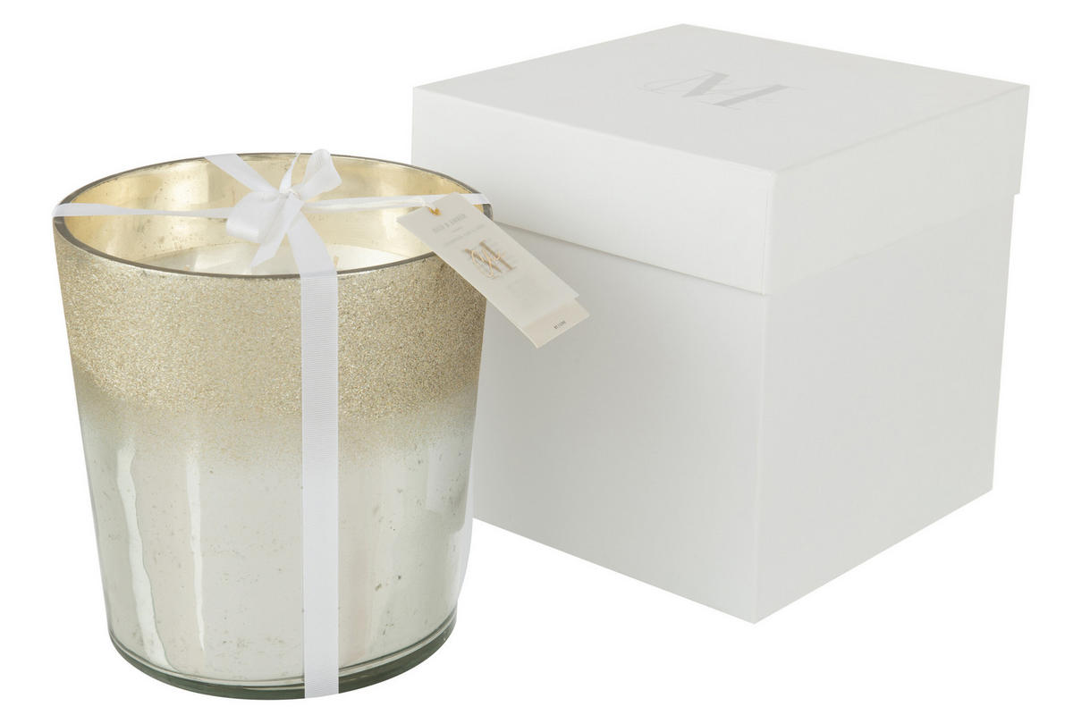 DUFTKERZE M-CHIC - Glas - Silber - L - 140 Std. - Silberfarben, Glas (21/22cm) - J-Line