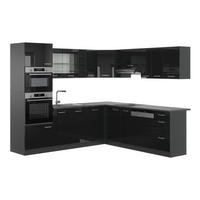 ECKKÜCHE R-Line Schwarz Hochglanz/Anthrazit 237 x 247 cm, AP Anthrazit - Schwarz Hochglanz/Anthrazit, Holzwerkstoff (247/81.6/60cm) - Vicco