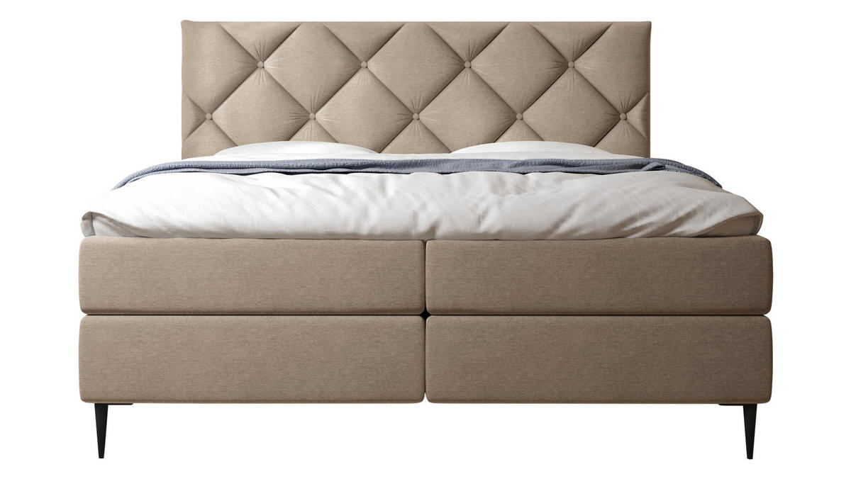 BOXBETT Letra - Hellbraun/Schwarz, Holz/Textil (180/200cm) - MIRJAN24