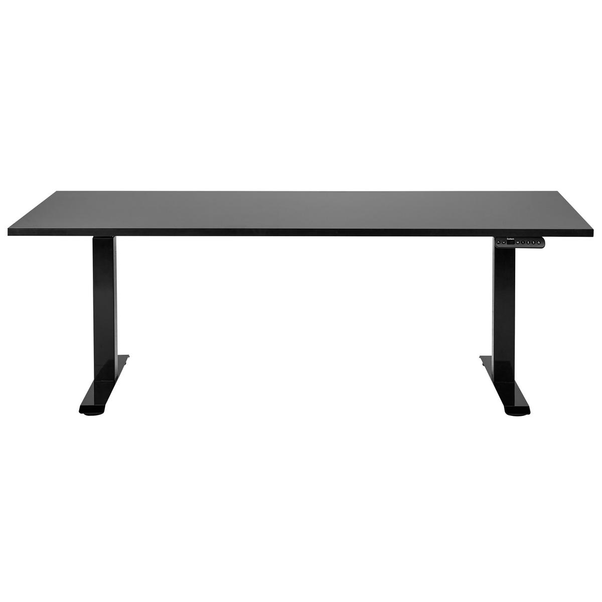 ÍRÓASZTAL fekete 180/80 cm elektromos állítható magasságú Destin III - fekete, fa (160/72/128cm) - Beliani