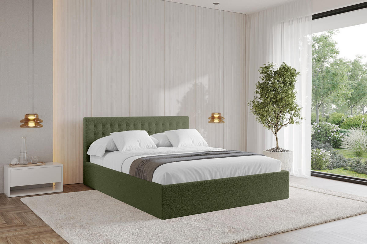 POLSTERBETT mit Bettkasten und Lattenrost, Boxbett ohne Matratze - PARI 180x200 Grün - Grün, Holzwerkstoff/Textil (180/200cm) - ALTDECOR