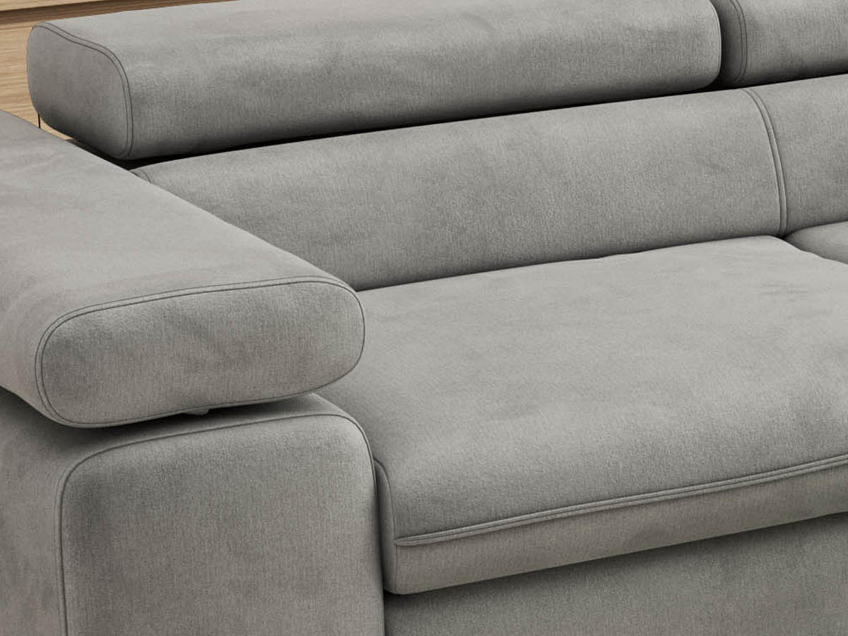 ECKSOFA PABLO L Hellgrau Velvet - Rechts Seite - Hellgrau/Schwarz, Textil/Metall (273/208cm) - MKS