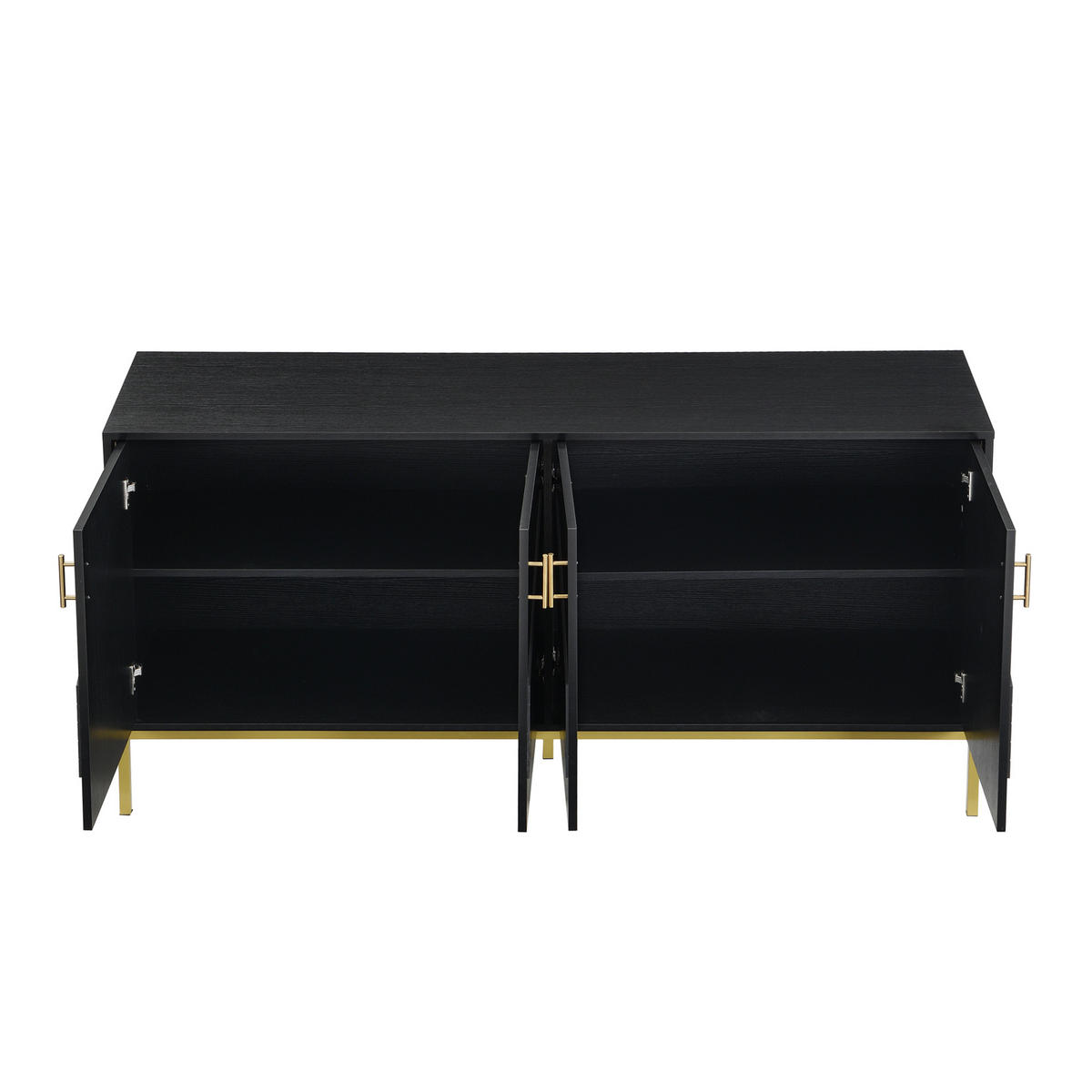 SIDEBOARD 160/40/80,5 cm in Schwarz mit 4 Türen und verstellbaren Einlegeböden - Schwarz, Holzwerkstoff (160/80.5/40cm) - Flora Grace