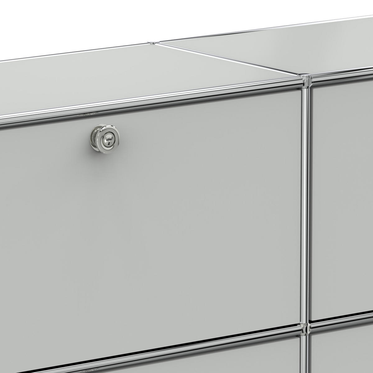 HOCHSCHRANK, 6 Klappen, Schloss, Breite 152 cm, Lichtgrau - Chromfarben/Silberfarben, Metall (40/118/152.2cm) - Versee