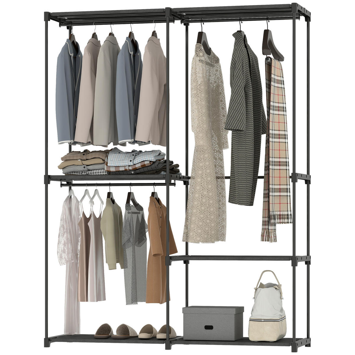 KLEIDERSCHRANK Schwarz 1 Stück - Schwarz, Metall (43/185/142cm) - GiPP