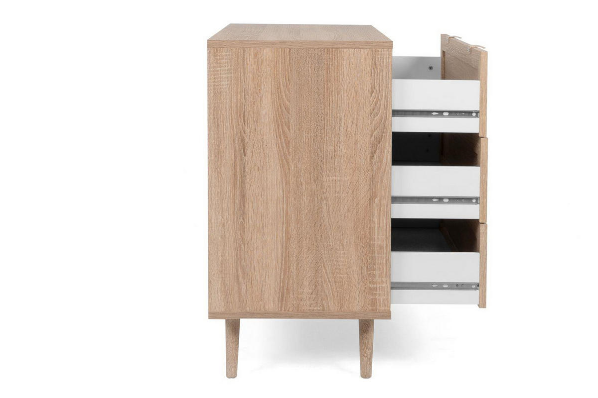 KOMMODE Malmö 03A - in Sonoma Eiche mit Bast-Dekor - Sonoma Eiche, Holzwerkstoff/Kunststoff (80/80/40cm) - möbelvita