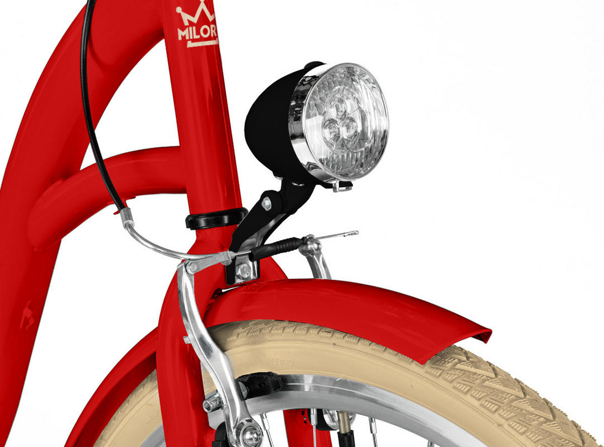 CITY-FAHRRAD Milord mit Weidenkorb, 28 Zoll, Rot, 7-Gang - Rot, Metall (46cm) - Milordbikes