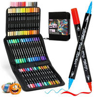 ACRYLSTIFTE 60 Farben Set Dual Tip Wasserfest für Steine Glas Holz Stoff - Multicolor, Kunststoff (17.8/6.4/25.4cm)