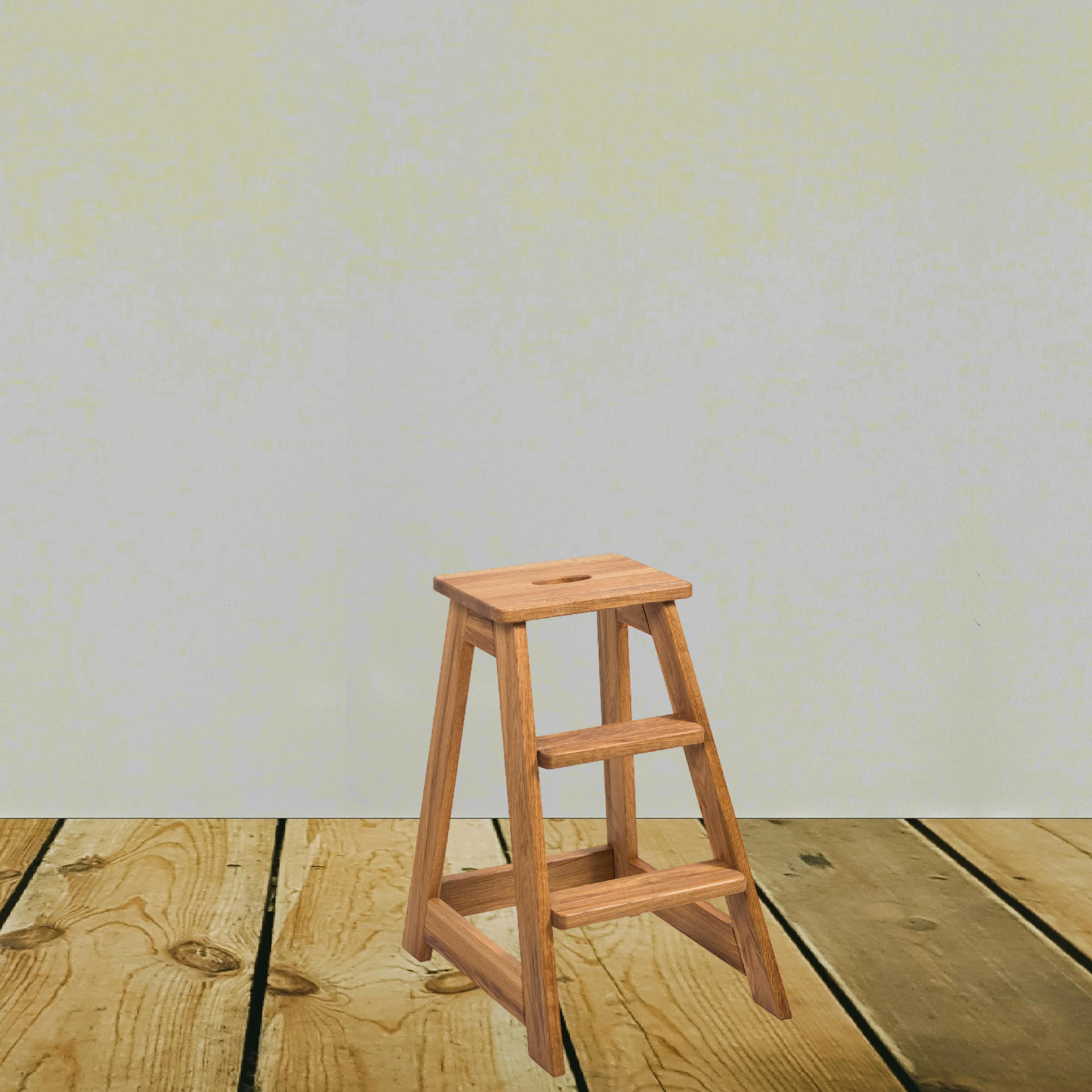 STUFENLEITER, 3 Stufen, Eiche, 50/40/61 cm - Beige, Holz (40/61/50cm) - WOODEK