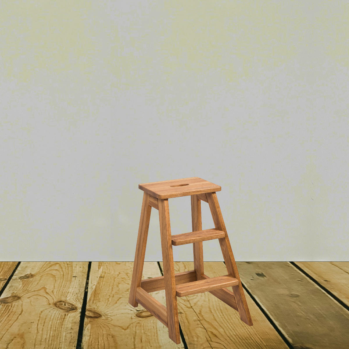 STUFENLEITER, 3 Stufen, Eiche, 50/40/61 cm - Beige, Holz (40/61/50cm) - WOODEK