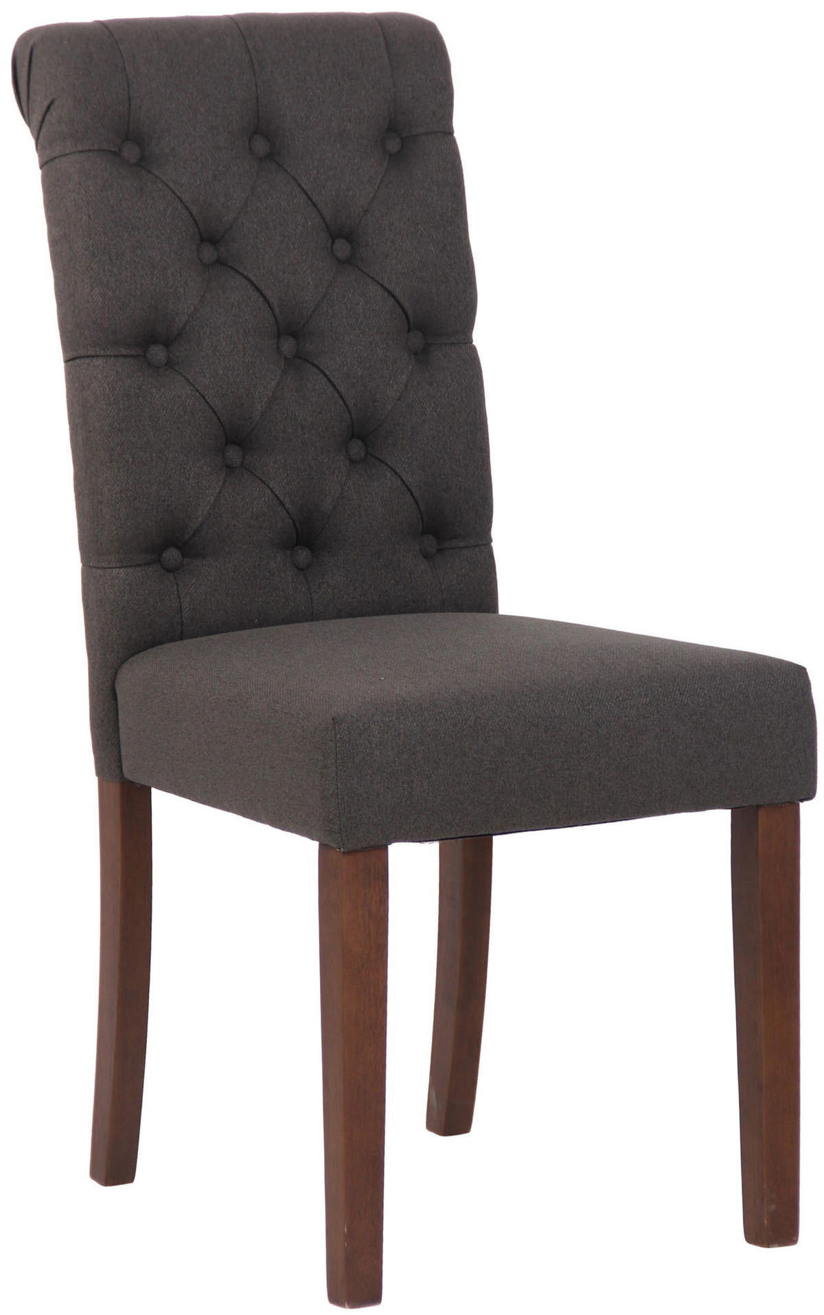 ESSZIMMERSTUHL Lisbon Stoff, Gestell Kautschukholz Braun Dunkelgrau - Dunkelgrau/Braun, Holz/Textil (45/98/63cm) - TPFLiving
