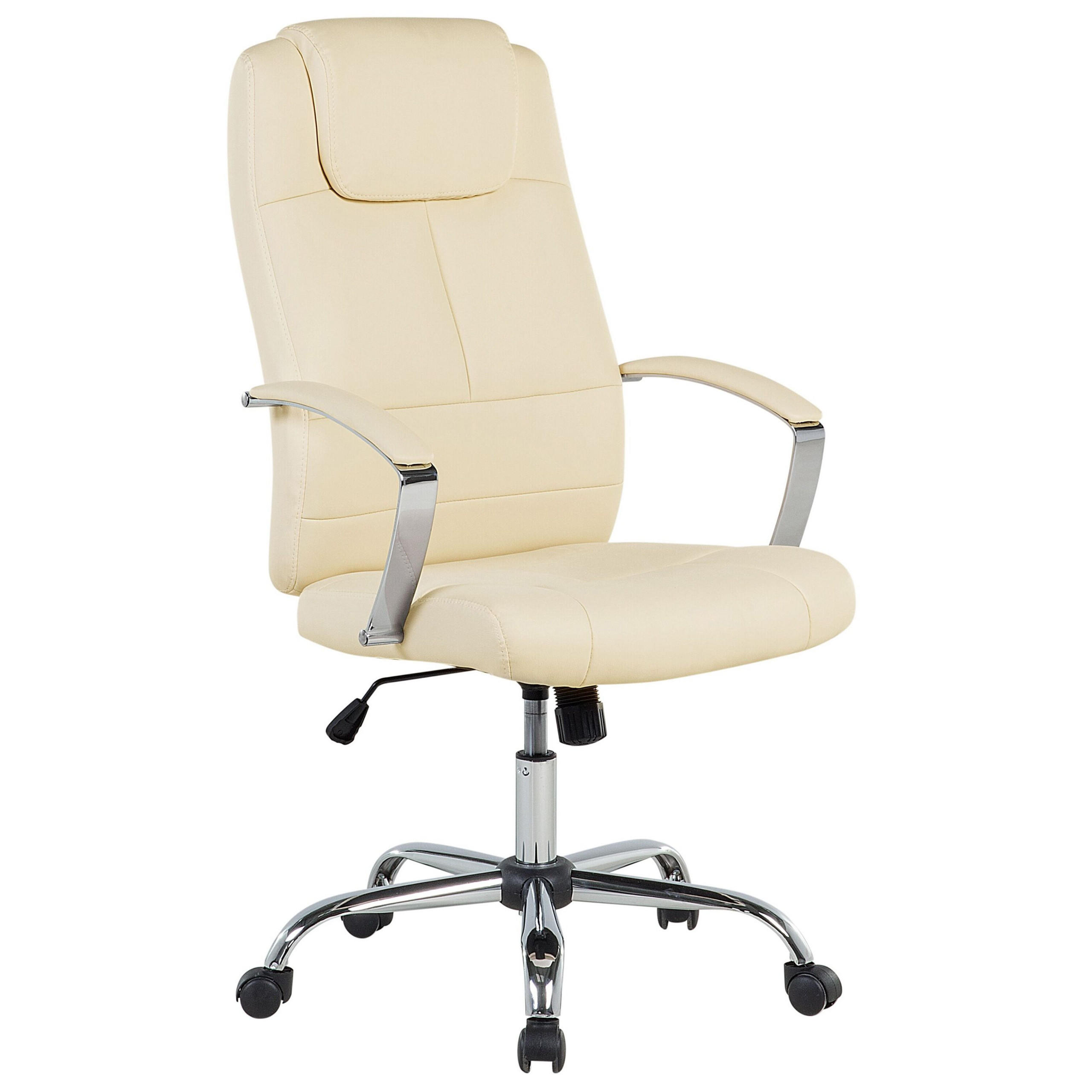 BÜROSTUHL Kunstleder Beige Winner - Beige, Textil (60/112/60cm) - Beliani