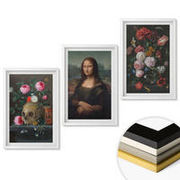 WANDBILDER 3er-Set - 40x60 cm Weißer Rahmen - Blumenschädel-Porträt Mona Lisa - Weiß, Kunststoff (40/60cm) - ArtPrintCave
