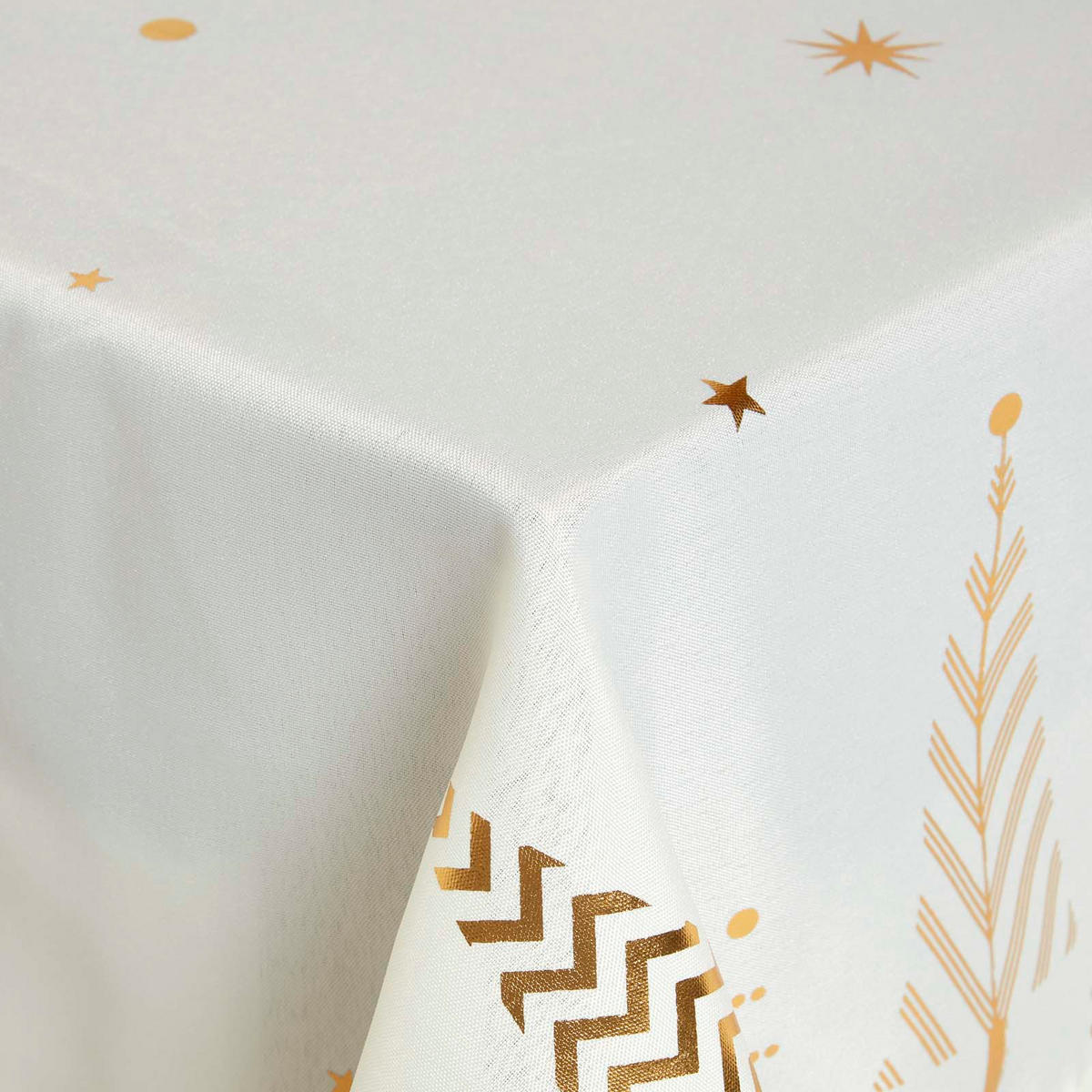 WEIHNACHTSTISCHDECKE creme-gold mit Tannenbaum-Design, 132/274 cm - Creme, Textil (132/274cm) - Homescapes