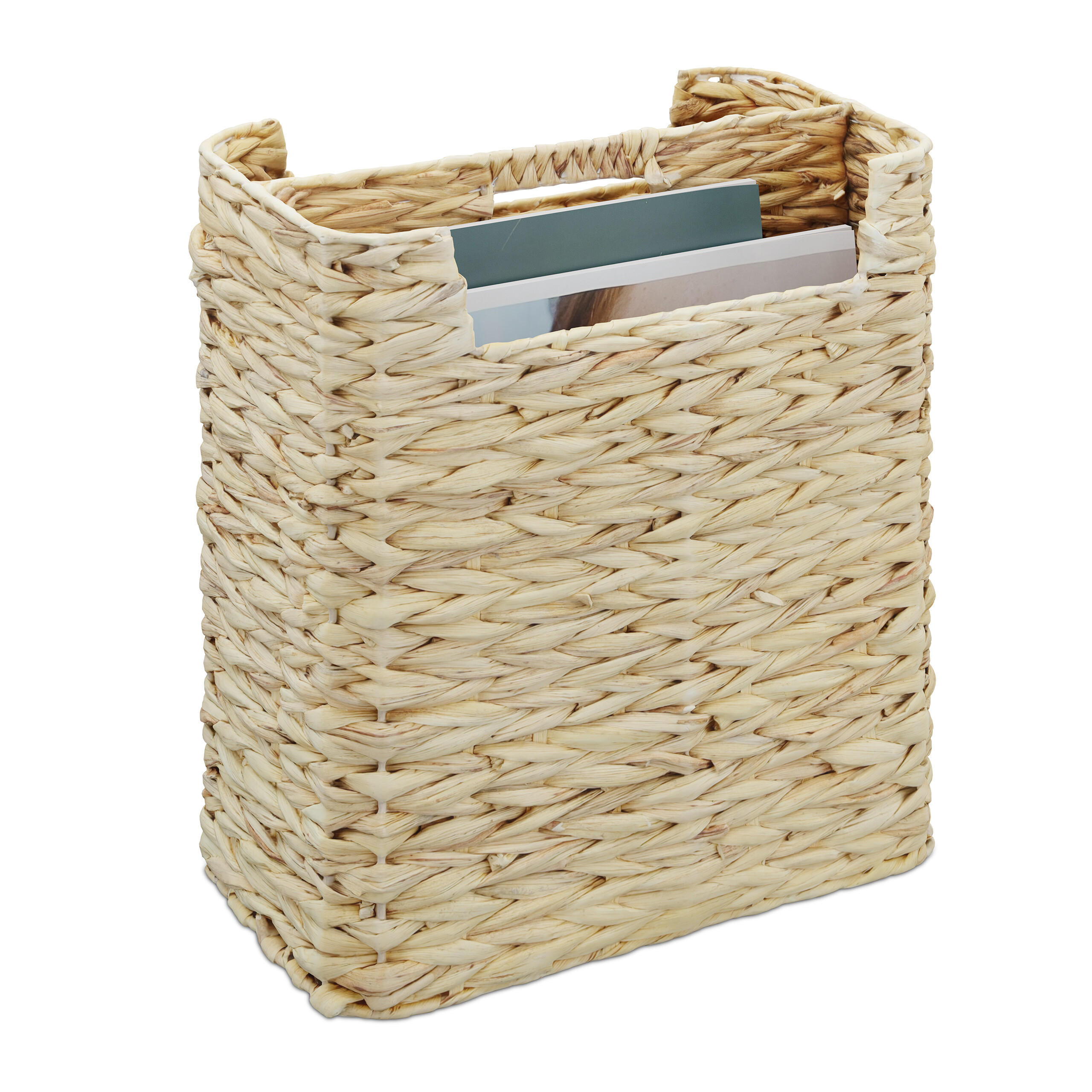 SUPORT pentru reviste natural zambila de apa 2 compartimente 38x32x18 cm