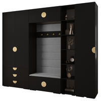 GARDEROBEN-SET 236,7/290/47 - Goldfarben/Schwarz, Holz/Kunststoff (290/236.7/47cm) - Abiks Möbel