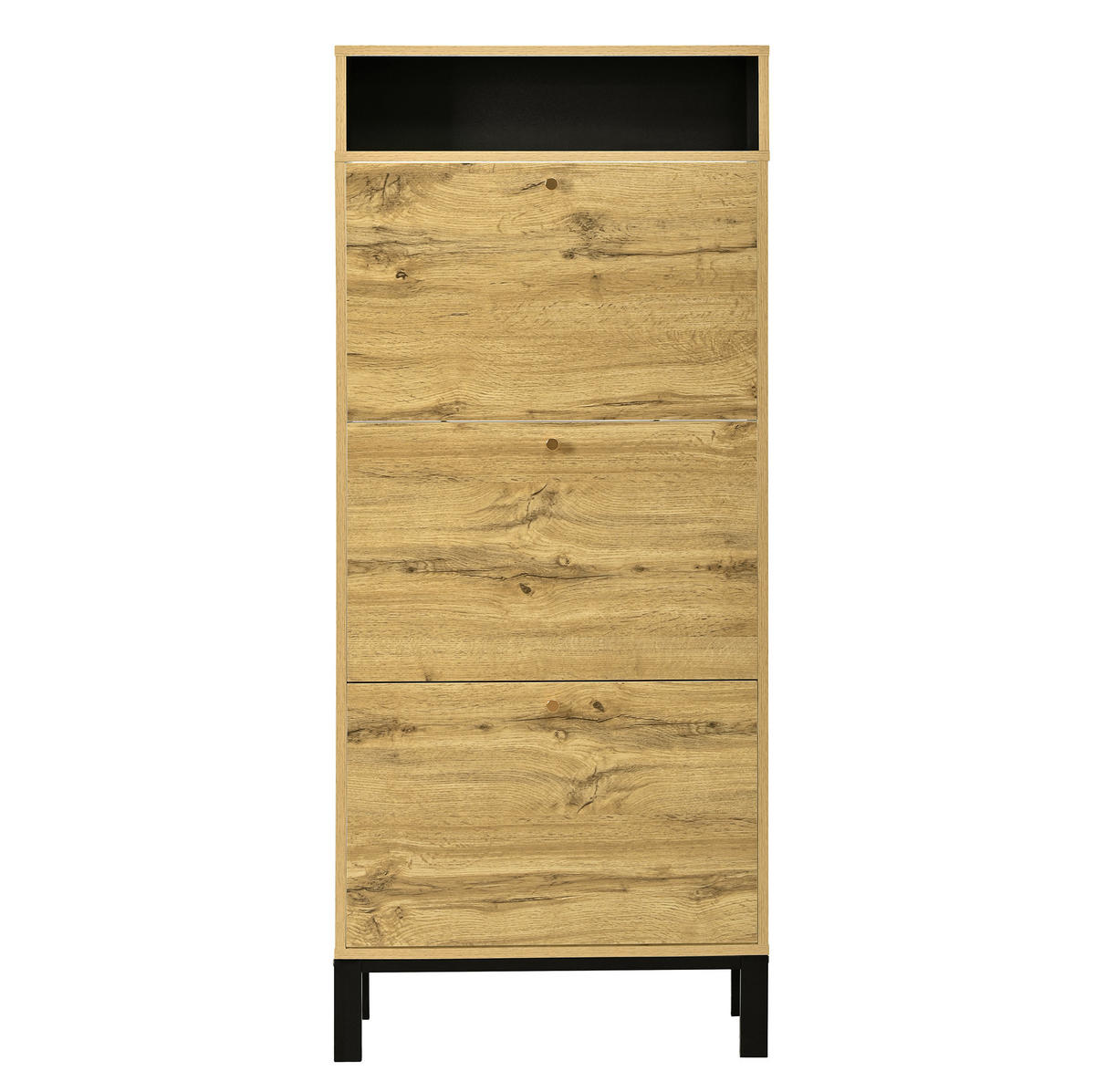 SCHUHSCHRANK 63/24/147 cm in Natur mit 3 Klappen und offenen Fächern - Naturfarben, Holzwerkstoff (63/147/24cm) - Flora Grace