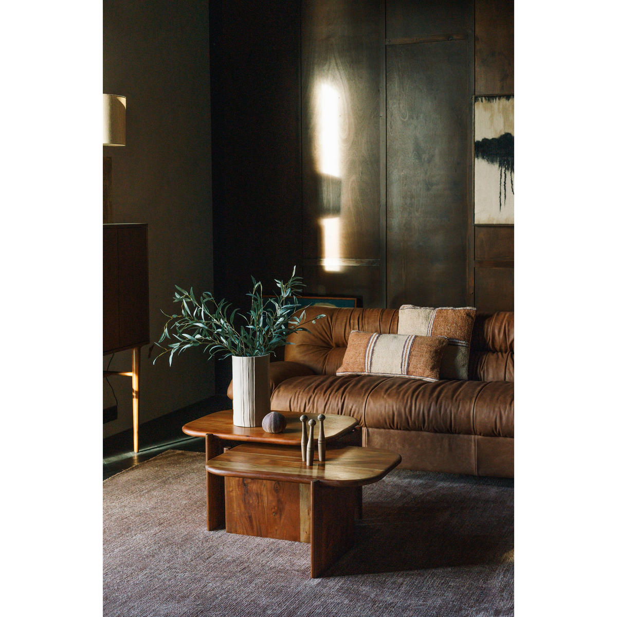SOFA 3-SITZER Douglas Leder Cognac/ Braun - Pastellblau/Braun, Leder (214/78/102.5cm) - Dutchbone