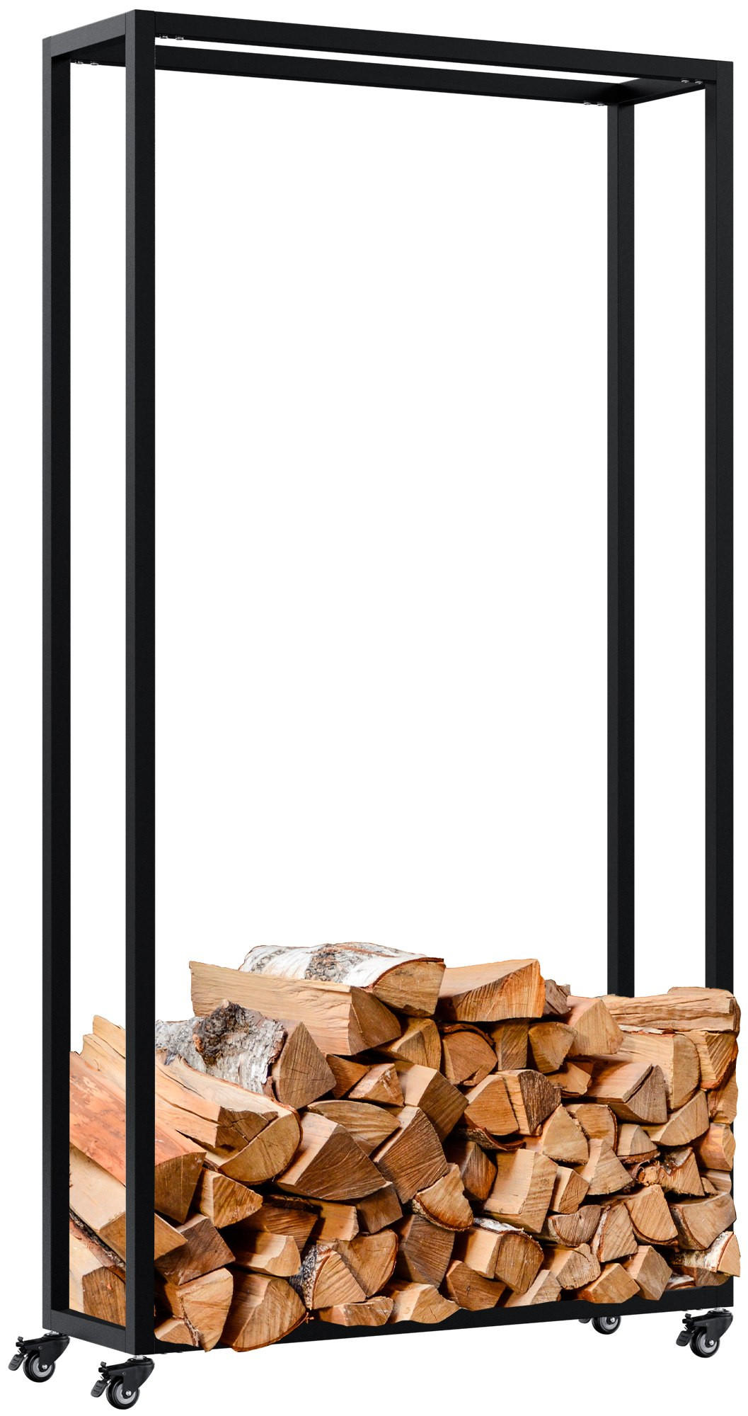 KAMINHOLZREGAL 80/25/150 cm Metall Schwarz - Schwarz, Metall (80/150/25cm) - CLP