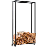 KAMINHOLZREGAL 80/25/150 cm Metall Schwarz - Schwarz, Metall (80/150/25cm) - CLP