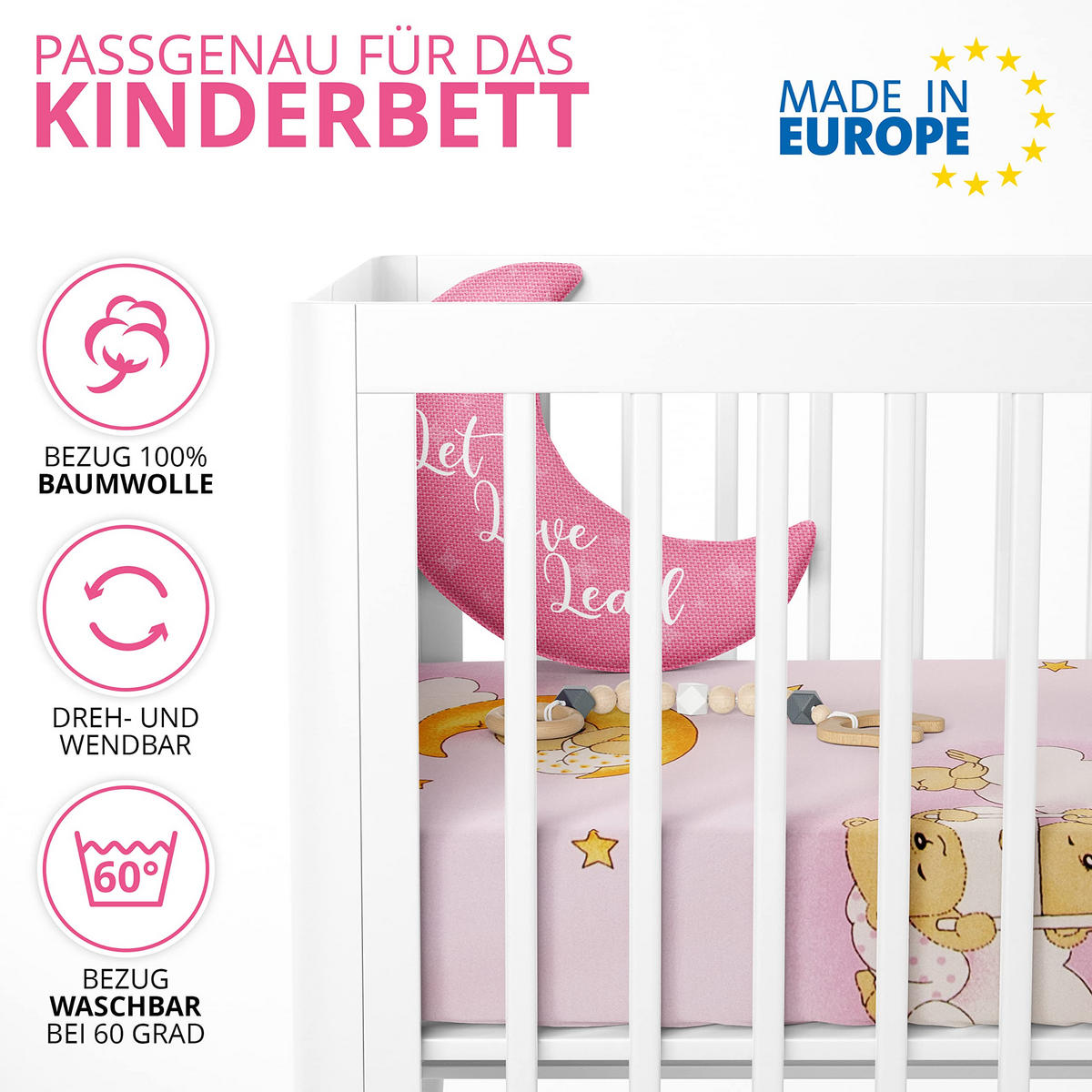KINDERMATRATZE 60 x 120 cm klappbar, Schaumstoff, Mikrofaserbezug Rosa - Pink, Textil - Best for Kids