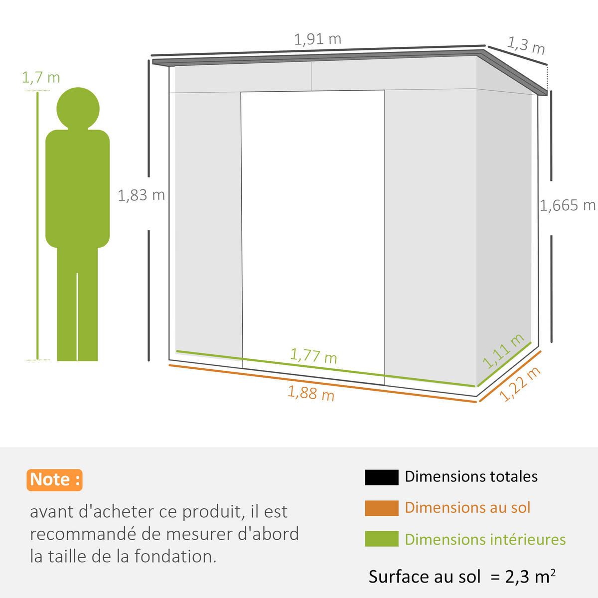 GERÄTEHAUS DE-16851 horizontale Wandpaneele Stahl - Grau, Metall (130/166.5/191cm) - ComfortXL