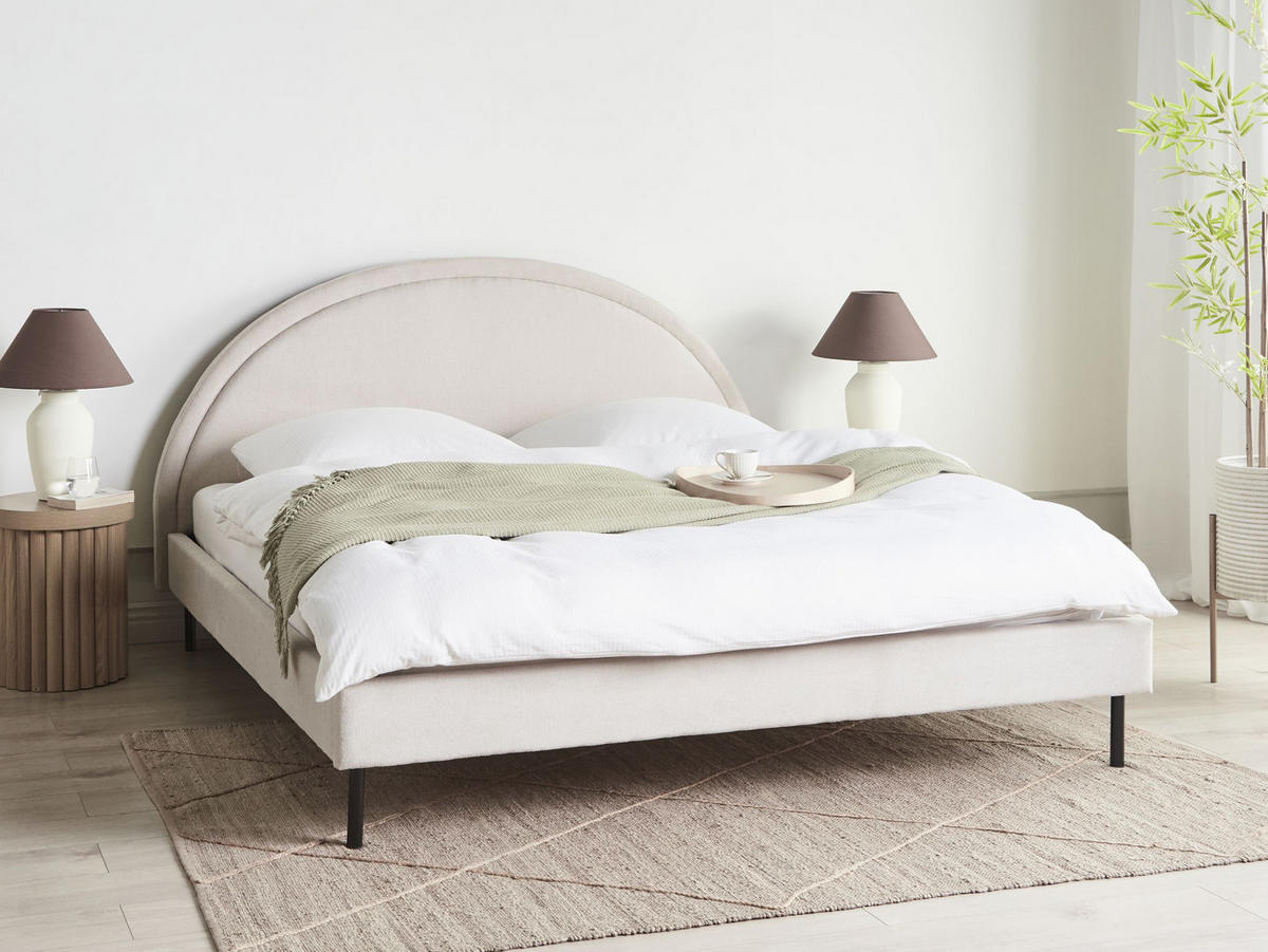 BETT mit Lattenrost 180x200 cm Beige Margut - Beige, Textil (180/200cm) - Beliani